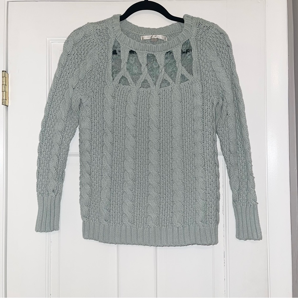Lauren Conrad mint green cable knit sweater size medium